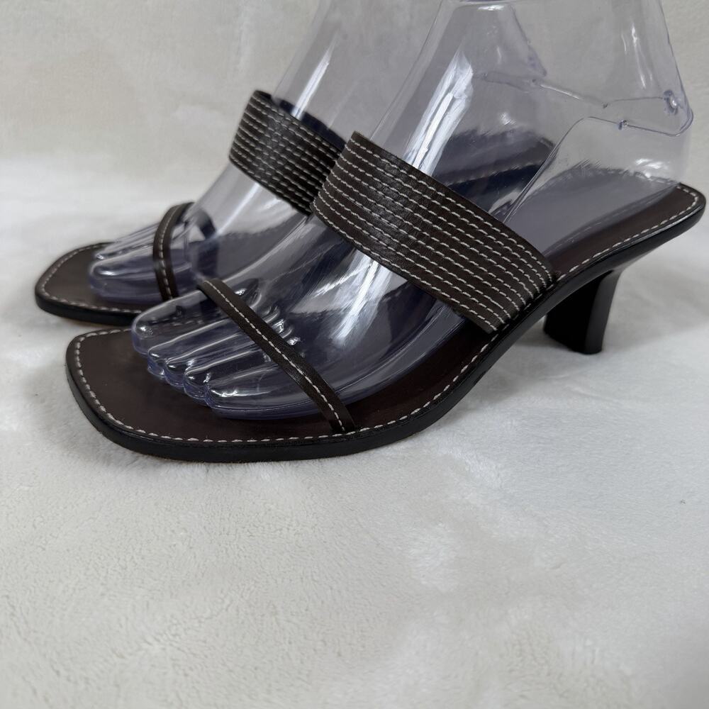 Ann Taylor Brown Leather Strappy Kitten Heel Sandals Size 7